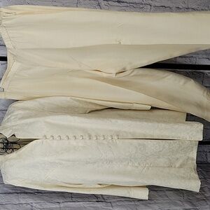 Adrianna Papell Ivory Brocade Jacket Silk Pants 2PC Formal Suit 22W